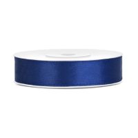 1x Hobby/decoratie donker blauw satijnen sierlinten 1,2 cm/12 mm x 25 meter