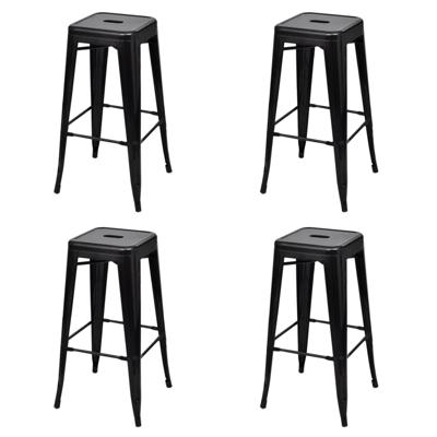 vidaXL Barkrukken 4 st staal zwart