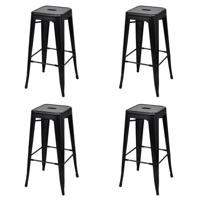 vidaXL Barkrukken 4 st staal zwart