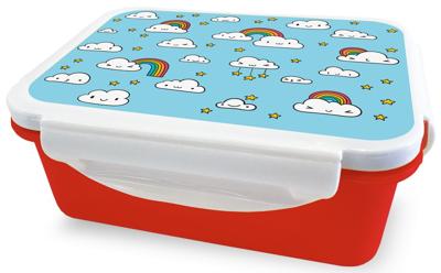 Arditex broodtrommel wolkjes 16 x 12 x 6,5 cm rood/blauw Arditex broodtrommel wolkjes 16 x 12 x 6,5 cm rood/blauw