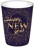 Haza Original feestbekers Happy New Year 250 ml blauw 8 stuks