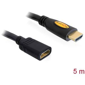 Delock 83082 HDMI-kabel HDMI Verlengkabel HDMI-A-stekker, HDMI-A-bus 5.00 m Zwart 4K UHD, Vergulde steekcontacten