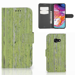 Samsung Galaxy A70 Book Style Case Green Wood