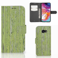 Samsung Galaxy A70 Book Style Case Green Wood - thumbnail