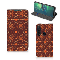 Motorola G8 Plus Hoesje met Magneet Batik Brown - thumbnail