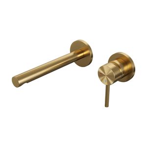 Wastafelmengkraan Inbouw Brauer Gold Edition Coldstart met Afdekplaat Rechte Uitloop Geborsteld Goud PVD Brauer