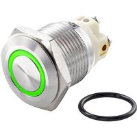 TRU COMPONENTS TC-7494692 TC-GQ16F-10E/L/G/12V/S vandaalveilige schakelaar 48 V/DC 2 A 1x Off / (On) momentaan groen IP