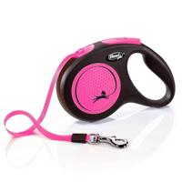 Flexi Nieuwe Neon Tape Roze Medium 5m Intrekbare Hondenriem/Lood voor honden tot 25kgs/55lbs