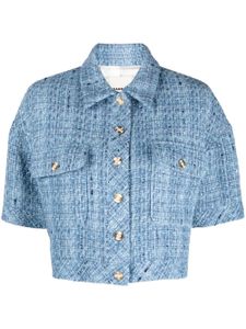 SANDRO veste en tweed à manches courtes - Bleu