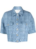 SANDRO short-sleeve tweed jacket - Bleu