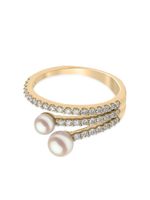 Yoko London bague Sleek en or 18ct ornées de perles d'Akoya et diamants