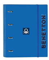 Safta BENETTON Deep Water - 4 ringen, 35 cm, met 100 A4-bladen, ideaal voor kinderen van verschillende leeftijden, comfortabel en veelzijdig, kwaliteit en dikte, 27 x 3,5 x 32 cm, blauw