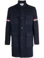 Thom Browne manteau nervuré à bandes RWB - Bleu - thumbnail