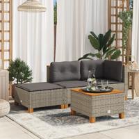 Tuinkruk met kussen 63,5x56x32 cm poly rattan grijs - thumbnail