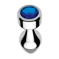 XR Brands Blue Gemstone - Weighted Base Aluminum Plug - Medium - thumbnail