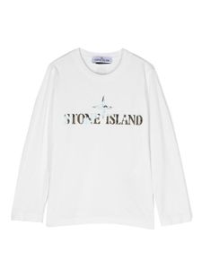 Stone Island Junior t-shirt en coton à logo imprimé - Blanc