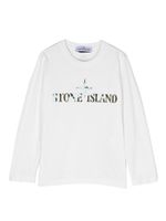 Stone Island Junior t-shirt en coton à logo imprimé - Blanc