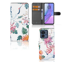 Motorola Edge 40 Telefoonhoesje met Pasjes Bird Flowers