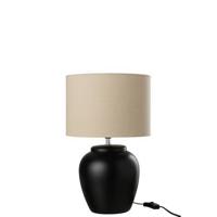 Lamp Meli + kap - keramiek - linnen - zwart - small