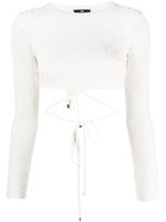 Elisabetta Franchi haut crop nervuré à dos noué - Blanc