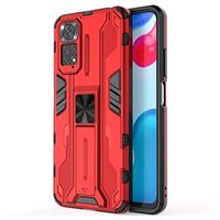 Xiaomi Redmi Note 11/11S Armor Serie Hybride Hoesje met Statief - Rood - thumbnail