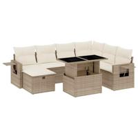 vidaXL 8-delige Loungeset met kussens poly rattan beige