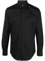 Boggi Milano chemise en coton mélangé à boutonnière - Noir