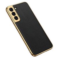 GKK Electroplated Samsung Galaxy S22 5G Hybrid Case - Zwart