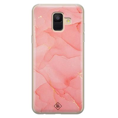 Samsung Galaxy A6 2018 siliconen hoesje - Marmer roze