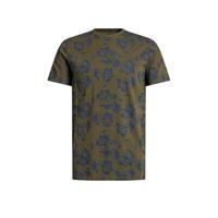 WE Fashion slim fit T-shirt met bloemenprint Forest Night