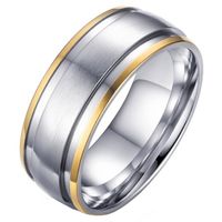 Mannen ring zilver mat met goud