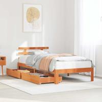 vidaXL Bedframe met lades massief grenenhout wasbruin 75x190 cm