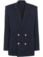 Balmain blazer croisé à motif monogrammé - Bleu