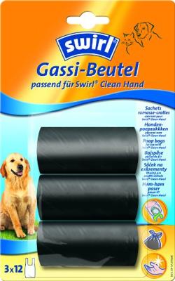 Draaibare scheurbestendige en niet-transparante poeptassen met praktische handgrepen, 3 x 12 tassen