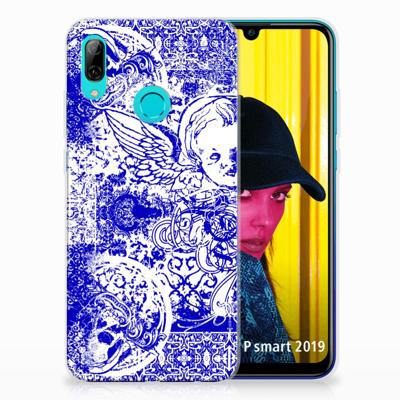 Silicone Back Case Huawei P Smart 2019 Angel Skull Blauw Silicone Back Case Huawei P Smart 2019 Angel Skull Blauw