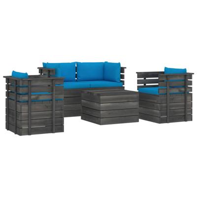 vidaXL 5-delige Loungeset met kussens pallet massief grenenhout vidaXL 5-delige Loungeset met kussens pallet massief grenenhout