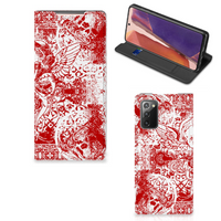 Mobiel BookCase Samsung Galaxy Note20 Angel Skull Rood - thumbnail