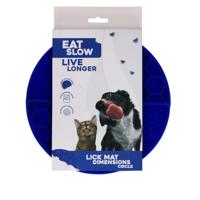 Eat Slow Live Longer Licking Mat Circle - Ø21 cm - snuffelmat - Anti-snuffelmat - Slowfeeder - Afleiding - Honden en katten - 100% siliconen - Vaatwasmachinebestendig - Blauw
