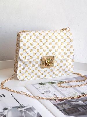Dames Elegant Geometrisch Afdrukken Metaal Keten Schouder Tas Crossbody Tas Dames Elegant Geometrisch Afdrukken Metaal Keten Schouder Tas Crossbody Tas