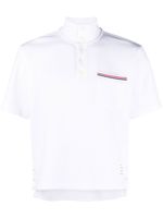 Thom Browne polo en coton à bande tricolore - Blanc