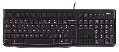 Logitech K120 Bedraad Toetsenbord voor Windows, USB Plug-and-Play, Volledig Formaat, Morsbestendig, Gebogen Spatiebalk, Compatibel met PC, Laptop, AZERTY Belgische layout