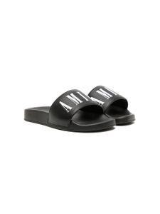 AMIRI KIDS logo-print pool slides - Noir