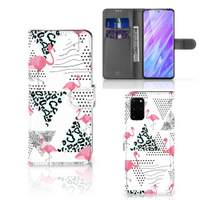 Samsung Galaxy S20 Plus Telefoonhoesje met Pasjes Flamingo Triangle - thumbnail