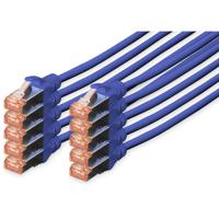 Digitus DK-1644-0025-B-10 RJ45 Netwerkkabel, patchkabel CAT 6 S/FTP 0.25 m Blauw Folie afscherming, Afscherming totaal, Afgeschermd, Halogeenvrij, Simplex, - thumbnail