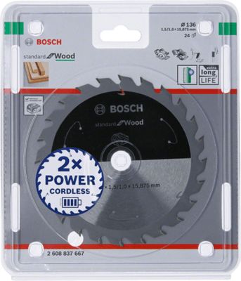Bosch Accessories Bosch 2608837667 Hardmetaal-cirkelzaagblad 136 x 15.875 mm Aantal tanden: 24 1 stuk(s)