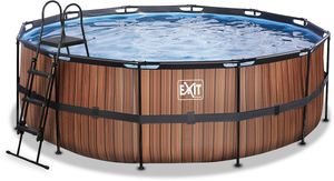 EXIT Wood zwembad - 427 x 122 cm - met zandfilterpomp en trap