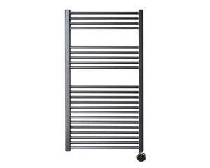 Sanicare elektrische design radiator 60x112cm gunmetal met thermostaat rechts chroom