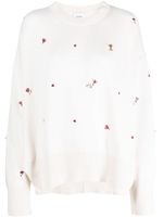 Barrie floral-embroidery cashmere jumper - Tons neutres