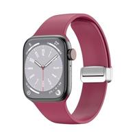 By Qubix - Siliconen bandje - Folding Buckle - Wijnrood - Compatible met Apple Watch 44mm / 45mm / 46mm / 49mm - Compatible Apple watch bandjes
