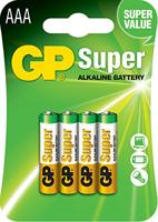 GP blisterverpakking van 4 Alkaline Super AAA 1,5 V